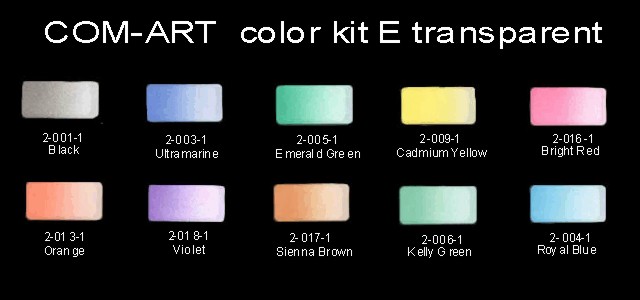 set barev ComArt transparent kit E 