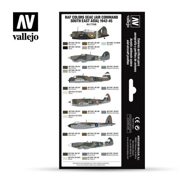 set Vallejo RAF Colors SEAC (Air Command South East Asia) 1942-1945