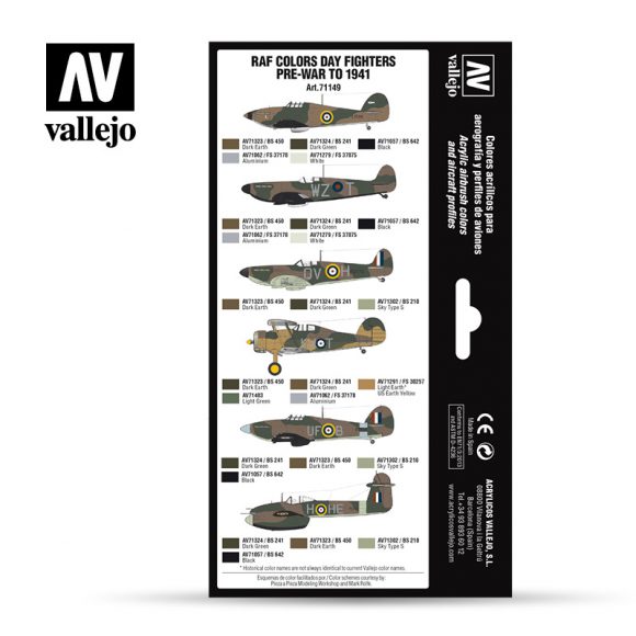 set Vallejo RAF Day Fighters Pre-War to 1941