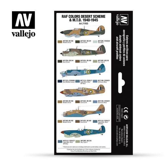 set Vallejo RAF Colors Desert Scheme & MTO 1940-1945