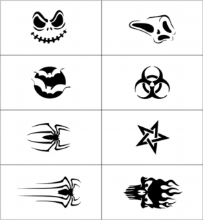 set 8 ks samolepících šablon Airbrush Tattoo 1