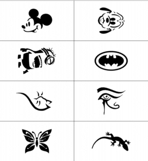set 8 ks samolepících šablon Airbrush Tattoo 2