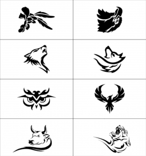 set 8 ks samolepících šablon Airbrush Tattoo 4