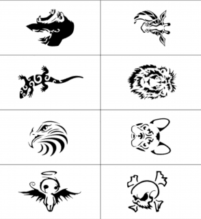set 8 ks samolepících šablon Airbrush Tattoo 5